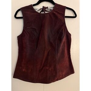 Wild Fable Burgundy Open Back Tie Vest Top Denim Velvet Small 25WFTP041